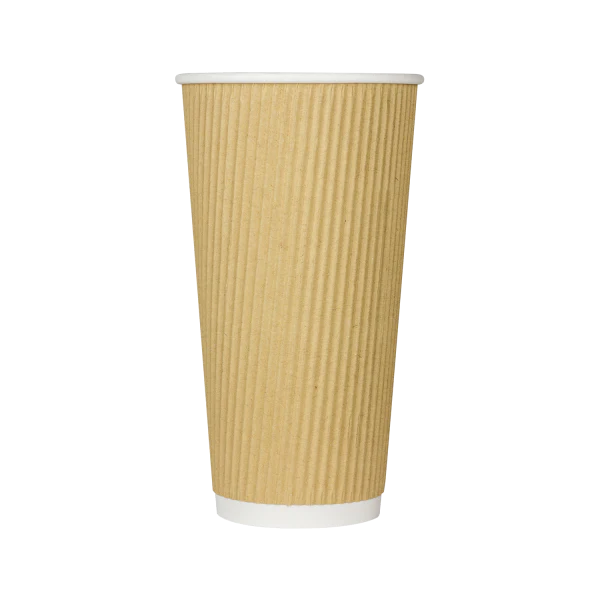 Karat 20oz Ripple Paper Hot Cups, Kraft