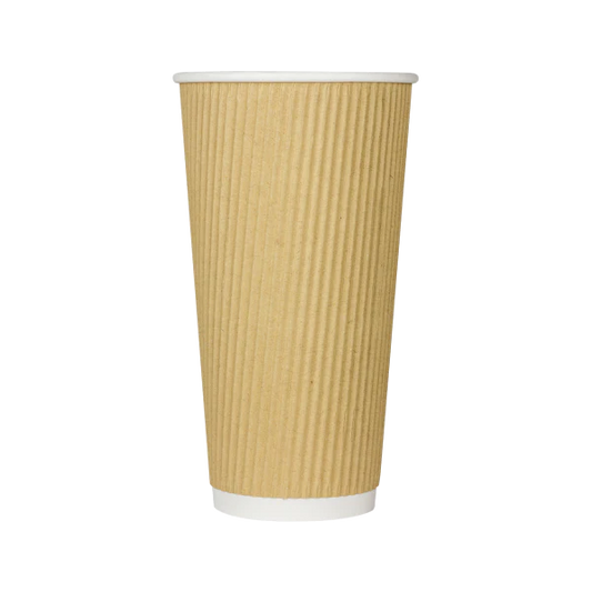 Karat 20oz Ripple Paper Hot Cups, Kraft