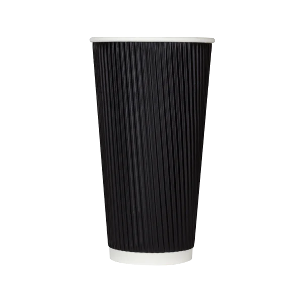 Karat 20oz Ripple Paper Hot Cups, Black