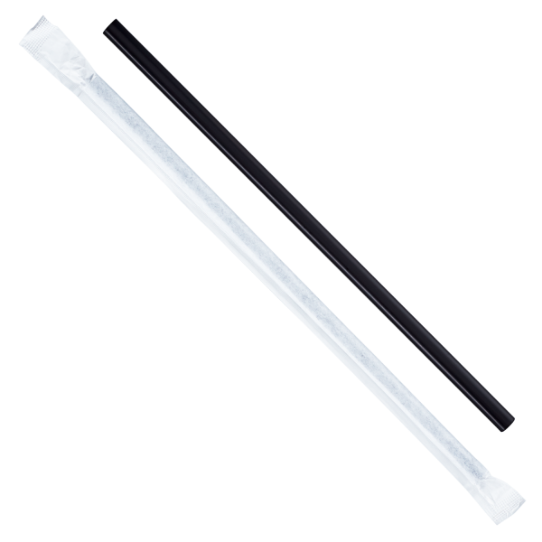 Karat 9'' Giant Straws - Paper Wrapped, Black