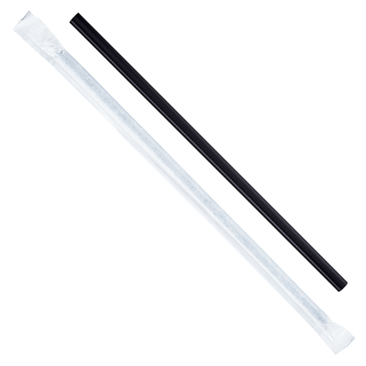 Karat 9'' Giant Straws - Paper Wrapped, Black